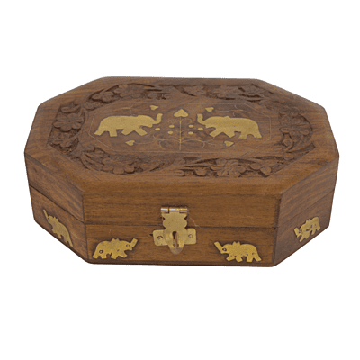 Jewellery Box Octangle Elephant - 8*5 Inch