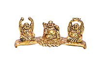 Laughing Buddha 3 Pieces ET Flower Gold 21*9*9 CM