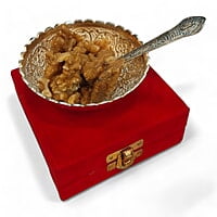 German Silver Bowl With Spoon 4 Inch German Silver Bowl With Spoon 4 Inch