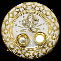 Ganesha Kumkum Plate Silver