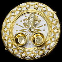 Ganesha Kumkum Plate Silver