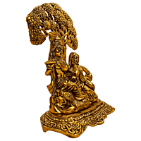 Radha Krishna Sitting Back Tree Gold Colour