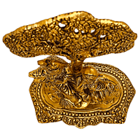 Radha Krishna Sitting Back Tree Gold Colour