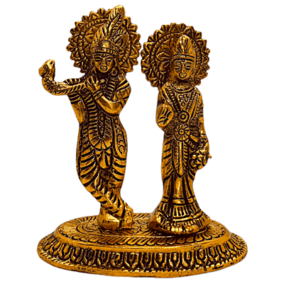 Radha Krishna With Flute Gold Colour 10 x 11 5 x 6 cm